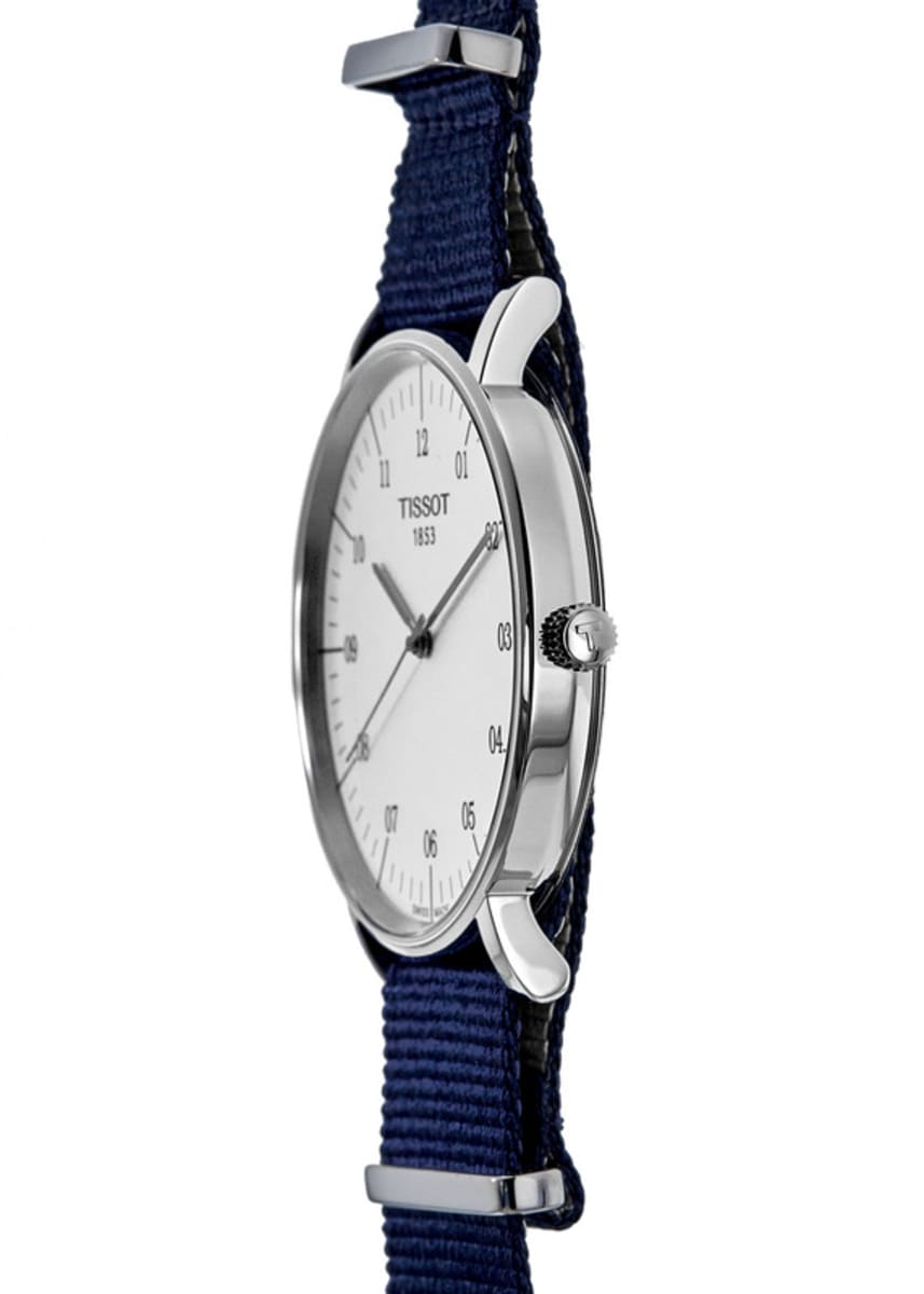 Tissot T Classic Everytime Large White Dial Blue NATO Strap Watch For Men - T109.610.17.037.00