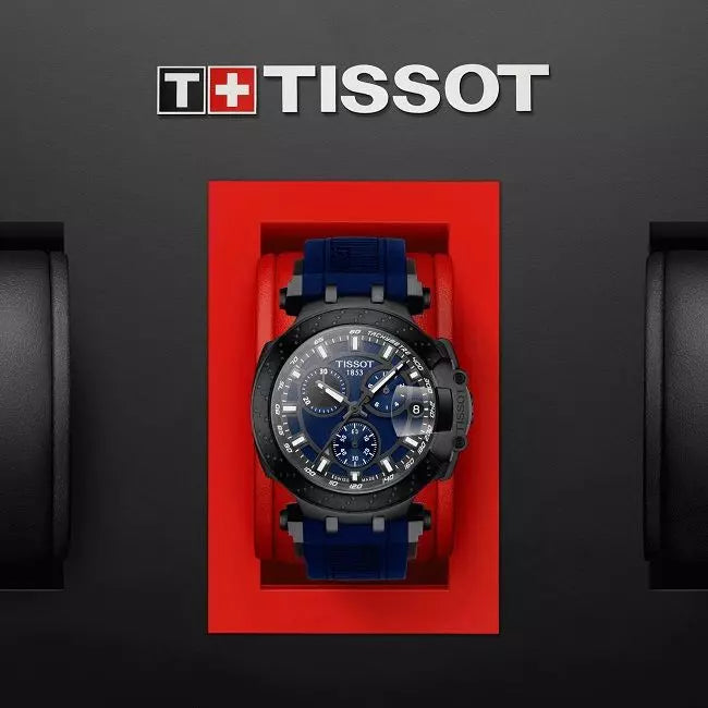 Tissot T Race Chronograph Blue Dial Blue Silicone Strap Watch For Men - T115.417.37.041.00