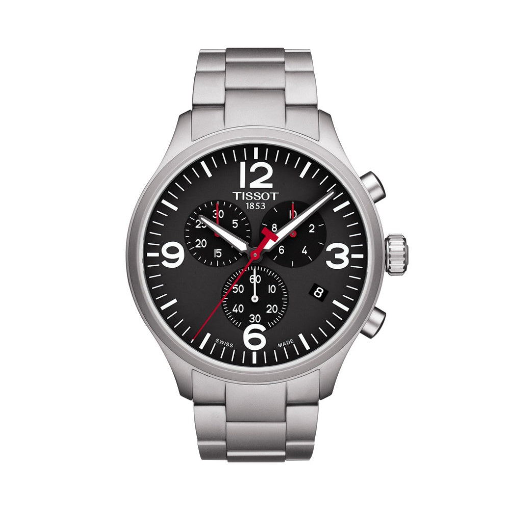 Tissot Chrono XL Black Dial Silver Steel Strap Watch For Men - T116.617.11.057.00