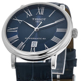 Tissot Carson Premium Powermatic 80 Blue Dial Blue Leather Strap Watch For Men - T122.407.16.043.00