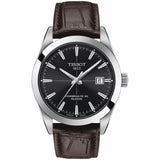 Tissot Gentleman Powermatic 80 Silicium Black Dial Brown Leather Strap Watch For Men - T127.407.16.051.01