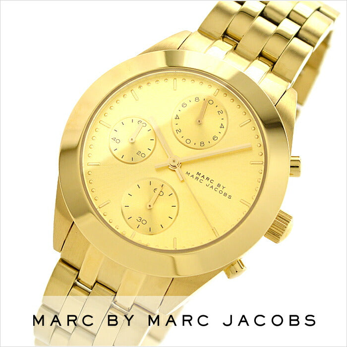 Marc Jacobs Peeker Chronograph Gold Dial Gold Steel Strap Watch for Women - MBM3393