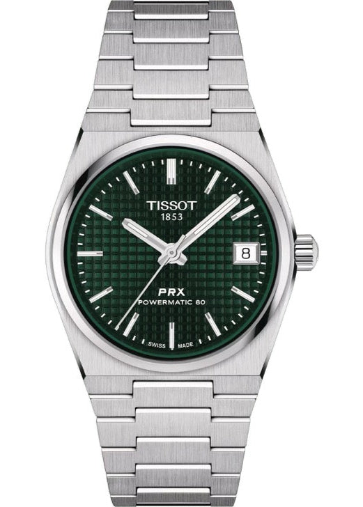 Tissot PRX Powermatic 80 Green Dial Silver Steel Strap Watch for Men - T137.207.11.091.00