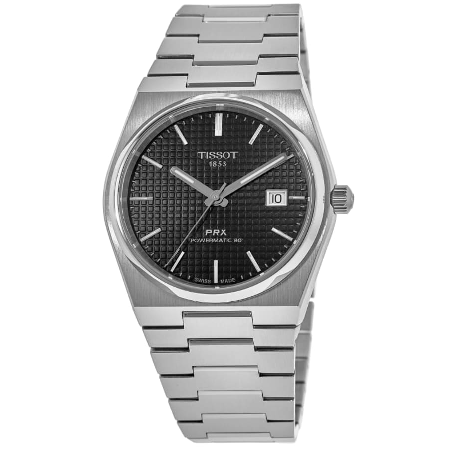 Tissot PRX Powermatic 80 Black Dial Silver Steel Strap Watch For Men - T137.407.11.051.00