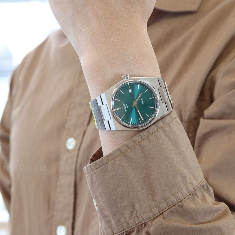 Tissot PRX Green Dial Silver Steel Strap Watch For Men - T137.410.11.091.00