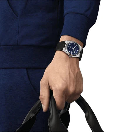 Tissot PRX Powermatic 80 Blue Dial Black Rubber Strap Watch for Men - T137.407.17.041.00