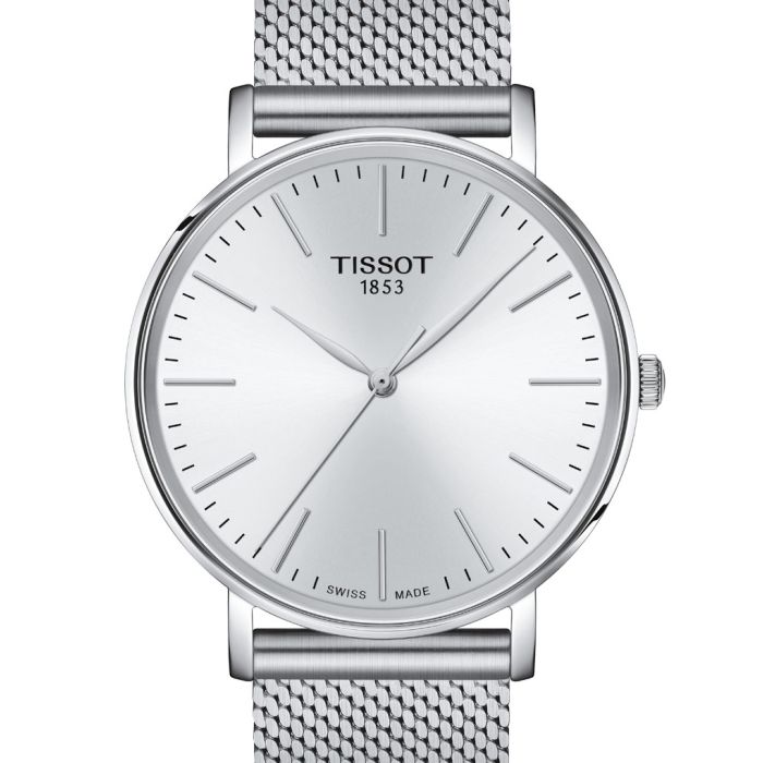 Tissot Everytime Gent Silver Dial Silver Mesh Bracelet Watch for Men - T143.410.11.011.00