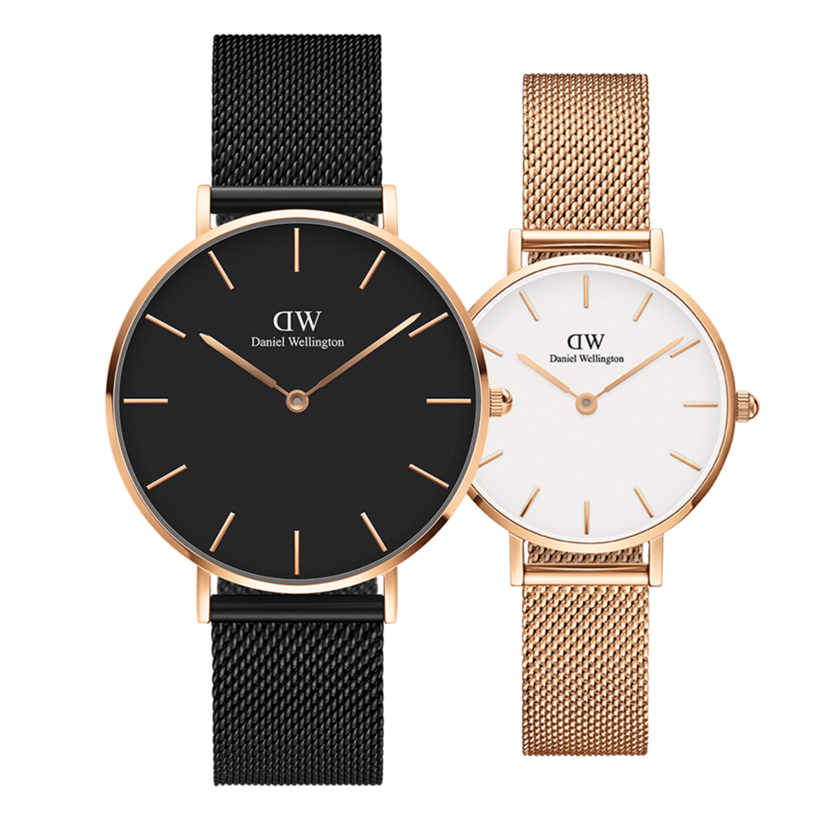Daniel Wellington Petite Ashfield Black Dial Black Mesh Strap Watch for Women - DW00100307
