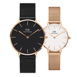 Daniel Wellington Petite Ashfield Black Dial Black Mesh Strap Watch for Women - DW00100307