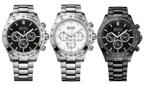 Hugo Boss Ikon Black Dial Silver Steel Strap Watch for Men - 1512965