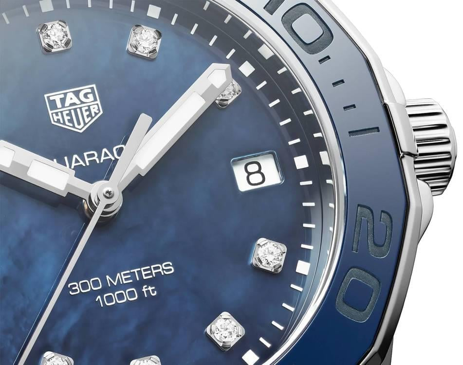 Tag Heuer Aquaracer Diamonds Blue Dial Silver Steel Strap Watch for Women - WAY131L.BA0748