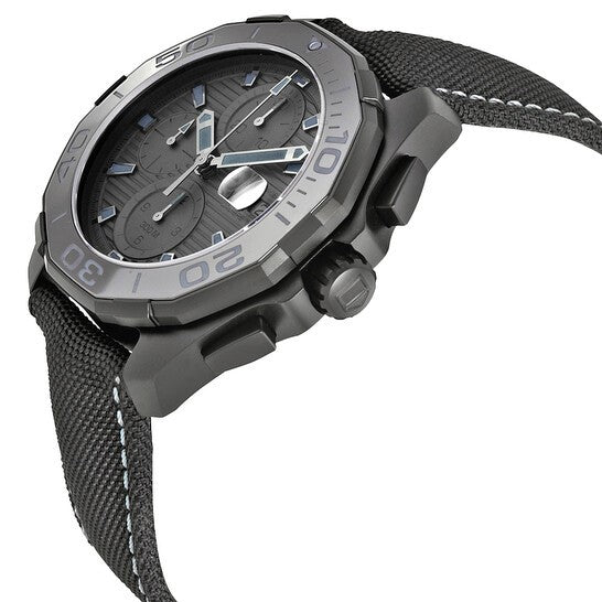 Tag Heuer Aquaracer Automatic Chronograph Special Edition Titanium Grey Dial Black Leather Strap Watch for Men - CAY218B.FC6370