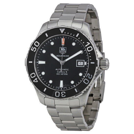 Tag Heuer Aquaracer Automatic Caliber 5 Black Dial Silver Steel Strap Watch for Men - WAN2110.BA0822