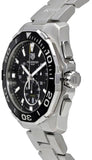 Tag Heuer Aquaracer Quartz Chronograph Black Dial Silver Steel Strap Watch for Men - CAY111A.BA0927