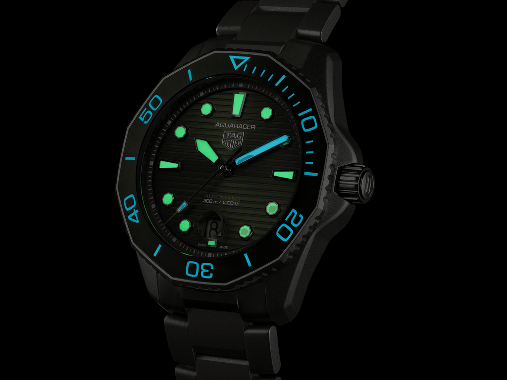 Tag Heuer Aquaracer Professional 300 Automatic Green Dial Silver Steel Strap Watch for Men - WBP208B.BF0631