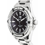 Tag Heuer Aquaracer Quartz Diamonds Black Dial Silver Steel Strap Watch for Women - WAY131P.BA0748