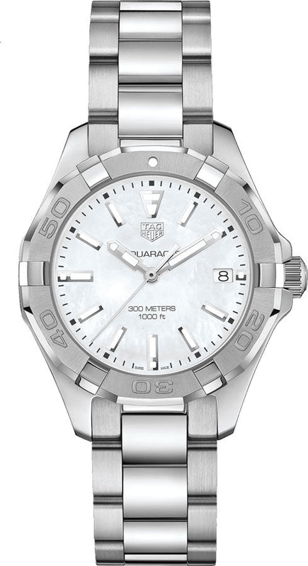 Tag Heuer Aquaracer Mother of Pearl Dial Silver Steel Strap Watch for Women - WBD131A.BA0748