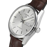 Tag Heuer Carrera Day Date Silver Dial Brown Leather Strap Watch for Men - WBN2011.FC6484