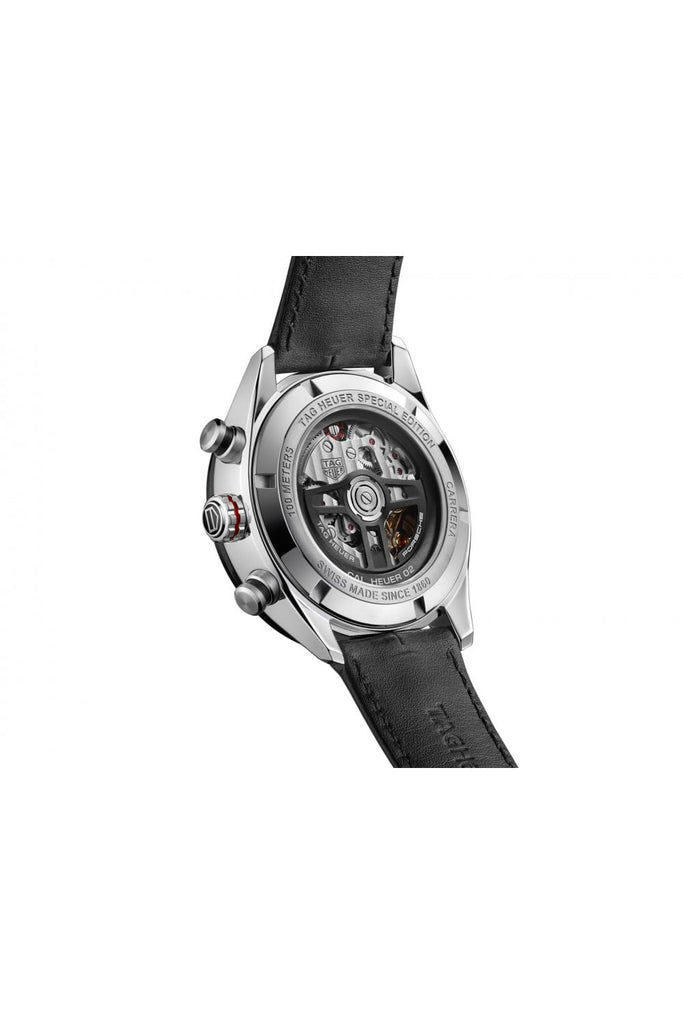 Tag Heuer Carrera Porsche Chronograph Special Edition Black Dial Black Leather Strap Watch for Men - CBN2A1F.FC6492