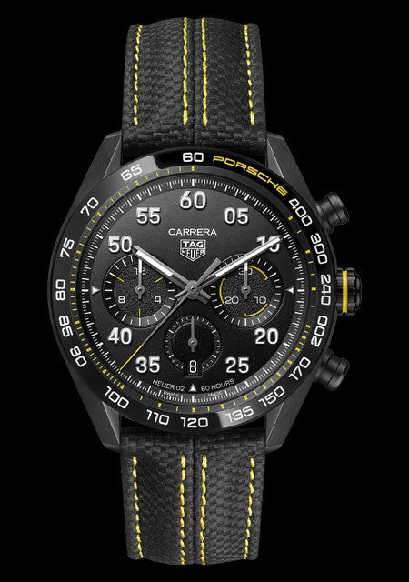 Tag Heuer Carrera x Porsche Automatic Chronograph Black Dial Black Nylon Strap Watch for Men - CBN2A1H.FC6512