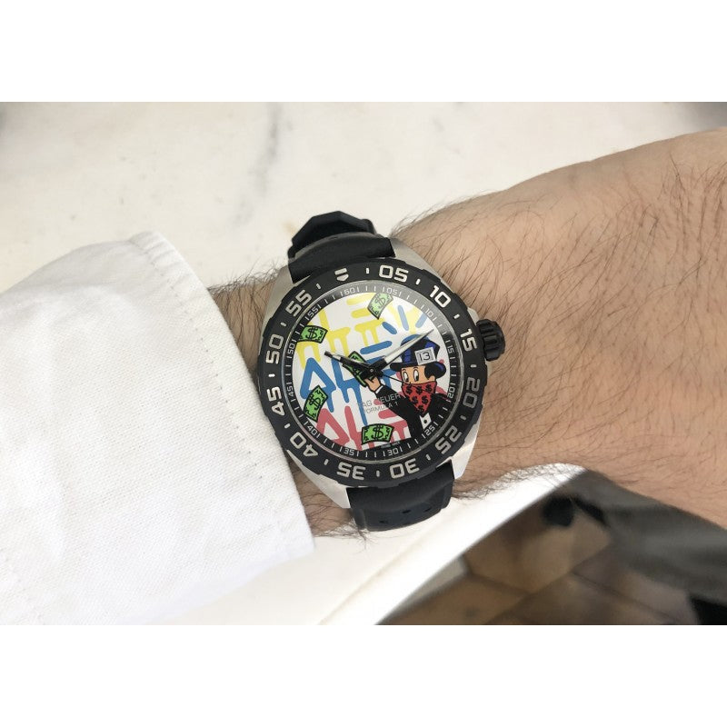 Tag Heuer Formula 1 Alec Monopoly Special Edition Black Rubber Strap Watch for Men - WAZ1119.FT8023