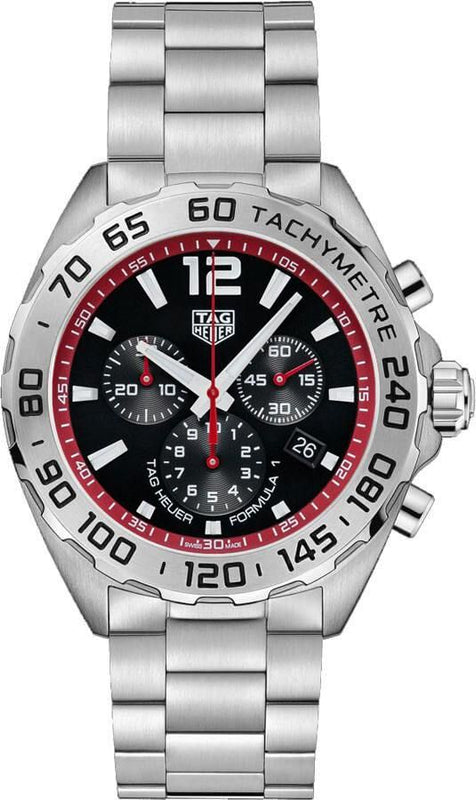 Tag Heuer Formula 1 Chronograph Black Dial Silver Steel Strap Watch for Men - CAZ101Y.BA0842