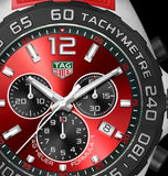 Tag Heuer Formula 1 Chronograph Red Dial Red Rubber Strap Watch for Men - CAZ101AN.FT8055