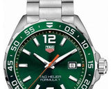 Tag Heuer Formula 1 Quartz Green Dial Silver Steel Strap Watch for Men - WAZ1017.BA0842