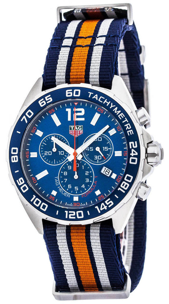 Tag Heuer Formula 1 Quartz Chronograph Blue Dial Two Tone NATO Strap Watch for Men - CAZ1010.FC8196