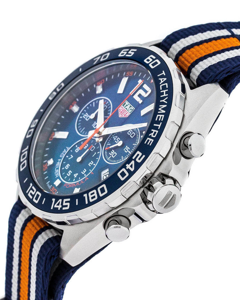 Tag Heuer Formula 1 Quartz Chronograph Blue Dial Two Tone NATO Strap Watch for Men - CAZ1010.FC8196