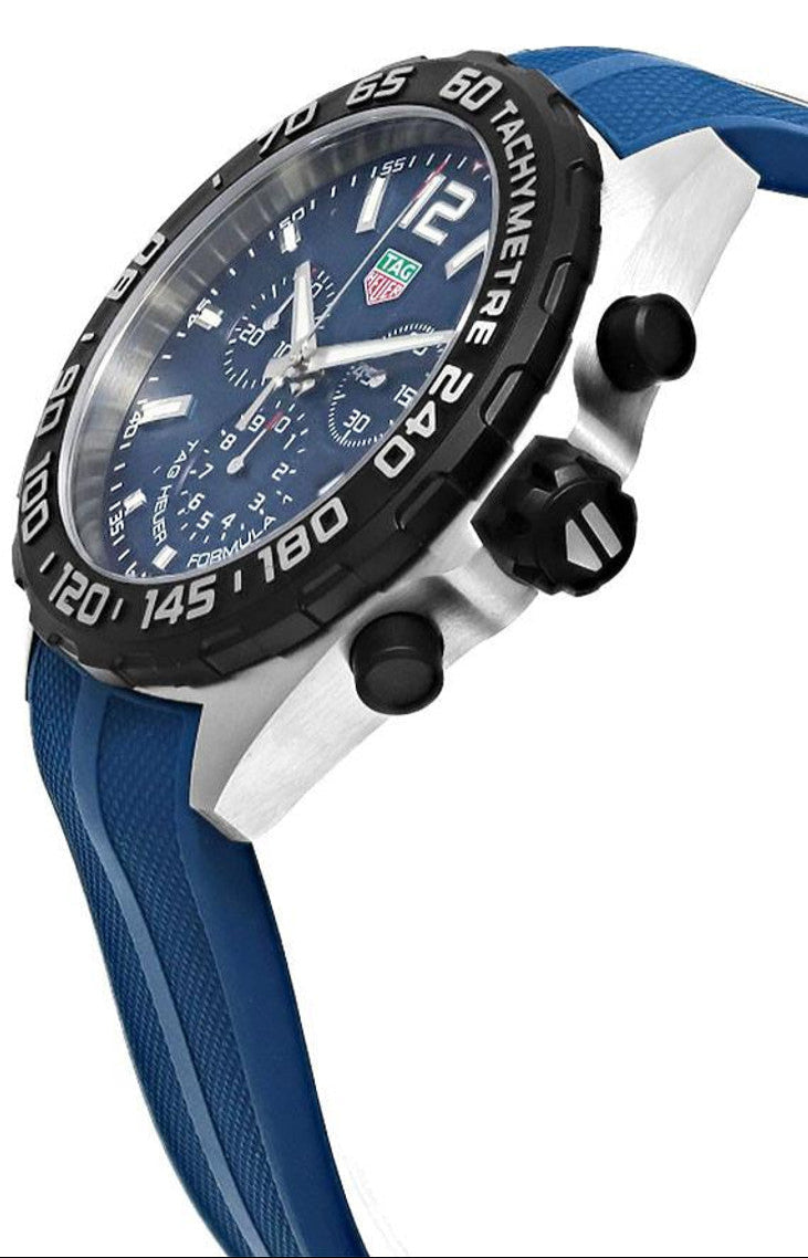 Tag Heuer Formula 1 Chronograph Blue Dial Blue Rubber Strap Watch for Men - CAZ101AV.FT8077