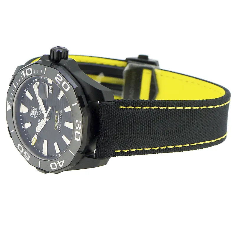 Tag Heuer Aquaracer Calibre 5 Automatic Black Dial Black Nylon Strap Watch for Men - WAY218A.FC6362