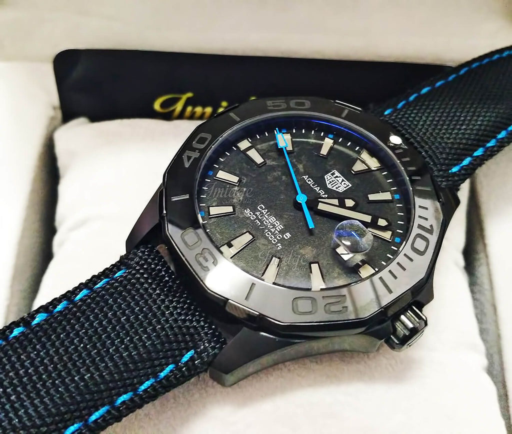 Tag Heuer Aquaracer Calibre 5 Black Nylon Strap Carbon Dial Watch for Men -  WBD218C.FC6447