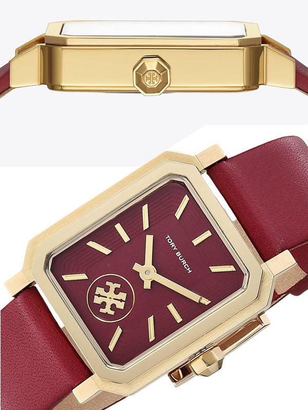 Tory Burch Robinson Quartz Red Dial Red Leather Strap Watch for Women - TBW1505