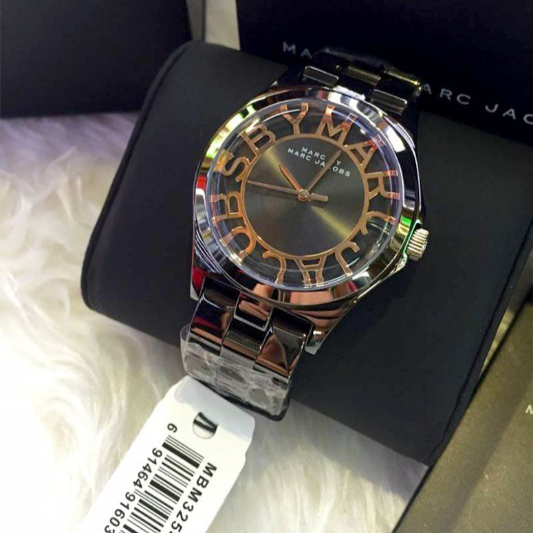 Marc Jacobs Henry Skeleton Black Dial Black Steel Strap Watch for Women - MBM3254