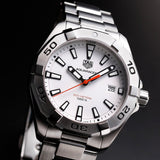 Tag Heuer Aquaracer Quartz White Dial Silver Steel Strap Watch for Men - WBD1111.BA0928