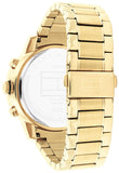 Tommy Hilfiger Troy Chronograph Black Dial Gold Steel Strap Watch For Men - 1792109