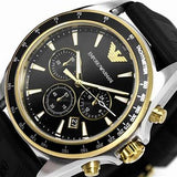 Emporio Armani Sigma Chronograph lack Dial Black Rubber Strap Watch For Men - AR80003
