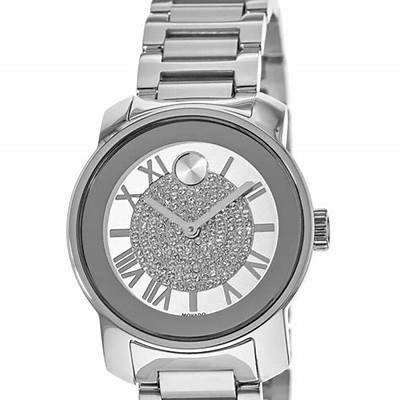 Movado Bold Crystal Pave Silver Dial Silver Steel Strap Watch for Women - 3600254