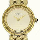 Versace V Flare Diamonds Silver Dial Gold Steel Strap Watch for Women - VEBN00918