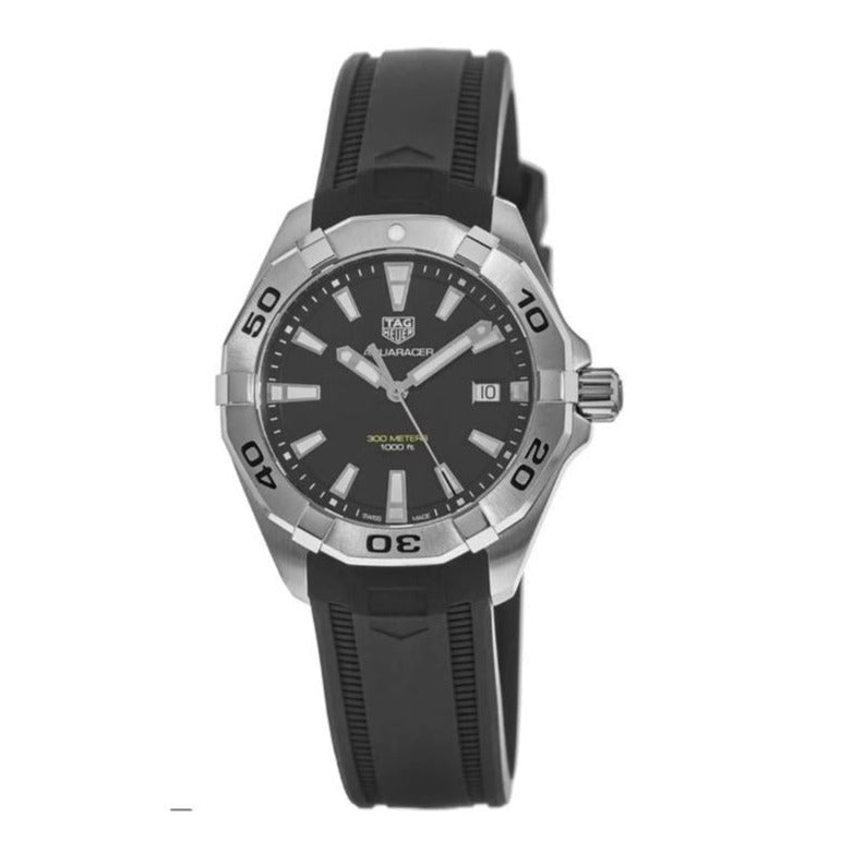 Tag Heuer Aquaracer Quartz Black Dial Black Rubber Strap Watch for Men -  WBD1110.FT8021