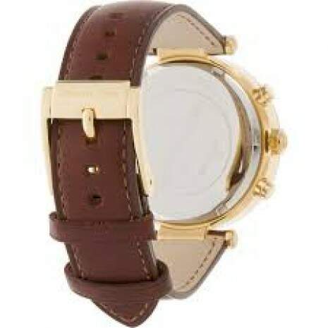 Michael Kors Parker Champagne Gold Dial Brown Leather Strap Watch for Women - MK2249