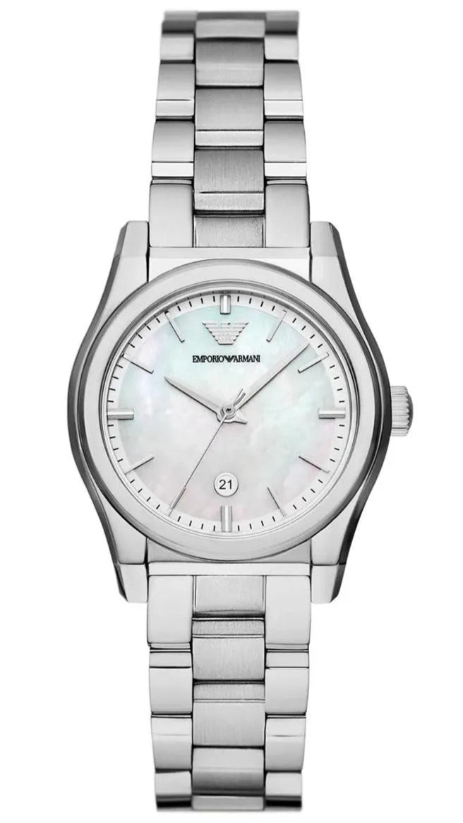 Emporio Armani Federica Mother of Pearl Dial Silver Steel Strap Watch For Women - AR11557
