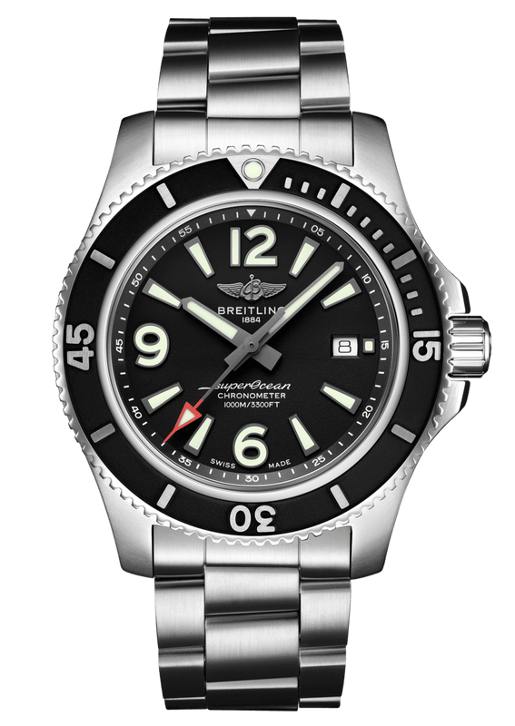 Breitling Superocean Automatic 44mm Black Dial Silver Steel Strap Watch for Men - A17367D71B1A1