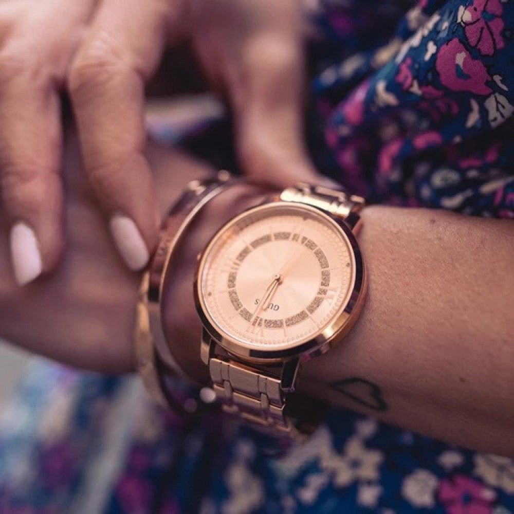 Guess Montauk Rose Gold Dial Rose Gold Steel Strap Watch For Women - W0933L3
