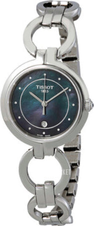 Tissot T Lady Flamingo Mother of Pearl Blue Dial Silver Steel Strap Watch for Women - T094.210.11.126.00