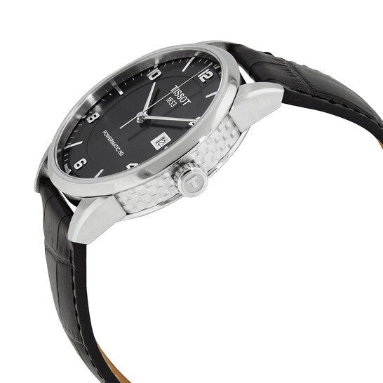 Tissot Luxury Powermatic 80 Black Dial Black Leather Strap Watch For Men - T086.407.16.057.00