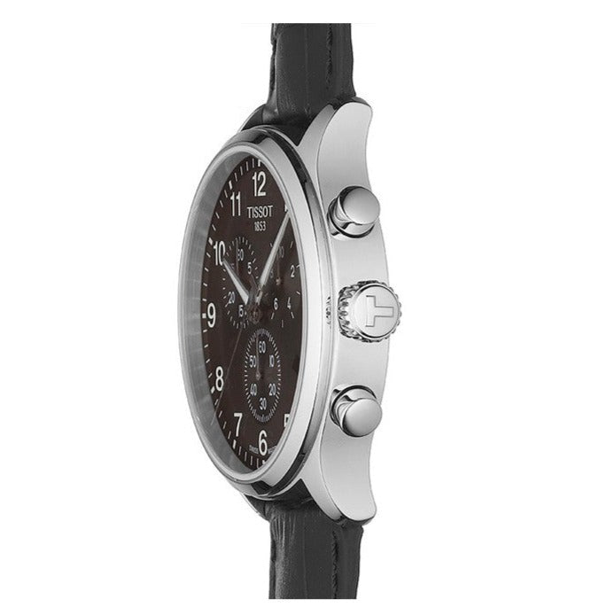 Tissot Chrono XL Classic Black Dial Black Leather Strap Watch For Men - T116.617.16.057.00