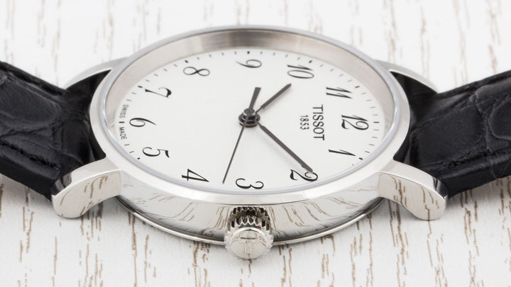 Tissot T Classic Desire White Dial Black Leather Strap Watch For Men - T52.1.421.12