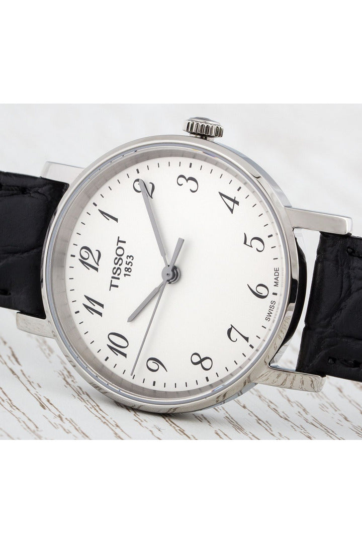 Tissot T Classic Desire White Dial Black Leather Strap Watch For Men - T52.1.421.12
